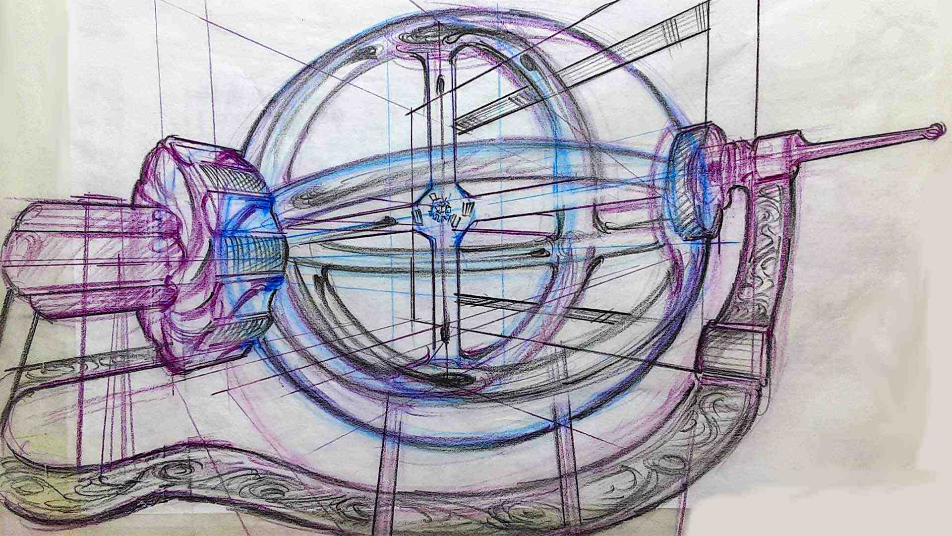 Drawing of thermodynamic artwork