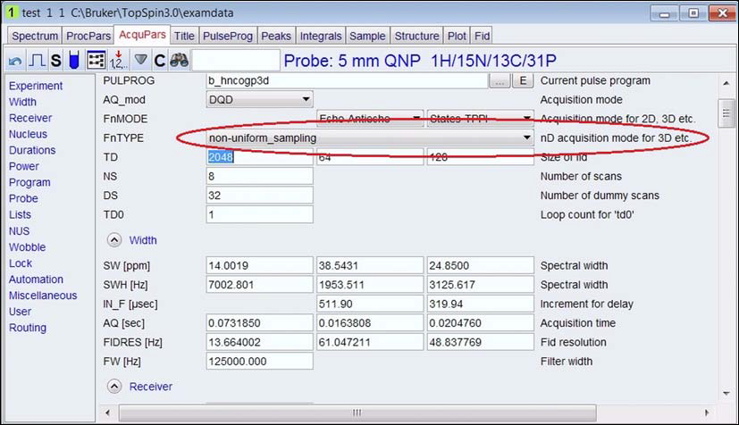 TopSpin NUS Setup