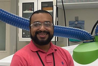 George Caceres in the lab