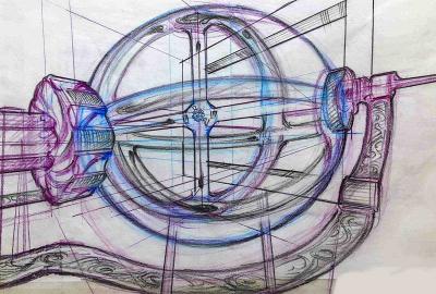 Drawing of thermodynamic artwork