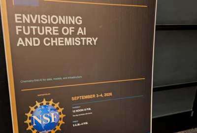 Sign at the entrance to an NSF workshop on using AI in chemistry.