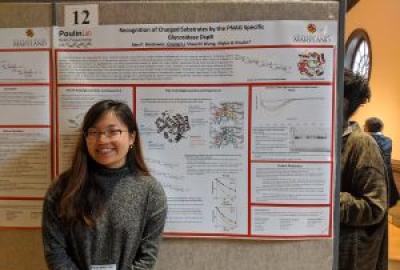 Biochemistry senior Crystal Li with her project