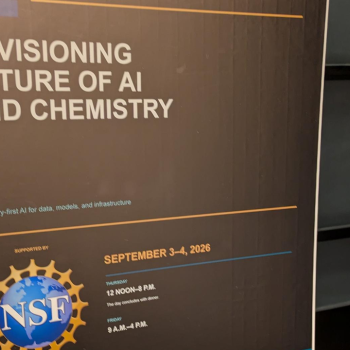 Sign at the entrance to an NSF workshop on using AI in chemistry.