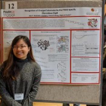 Biochemistry senior Crystal Li with her project