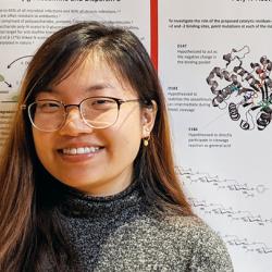Biochemistry senior Crystal Li with her project